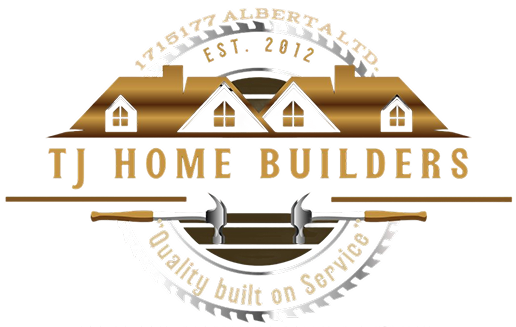 TJ Home Builders logo with house and tools.
